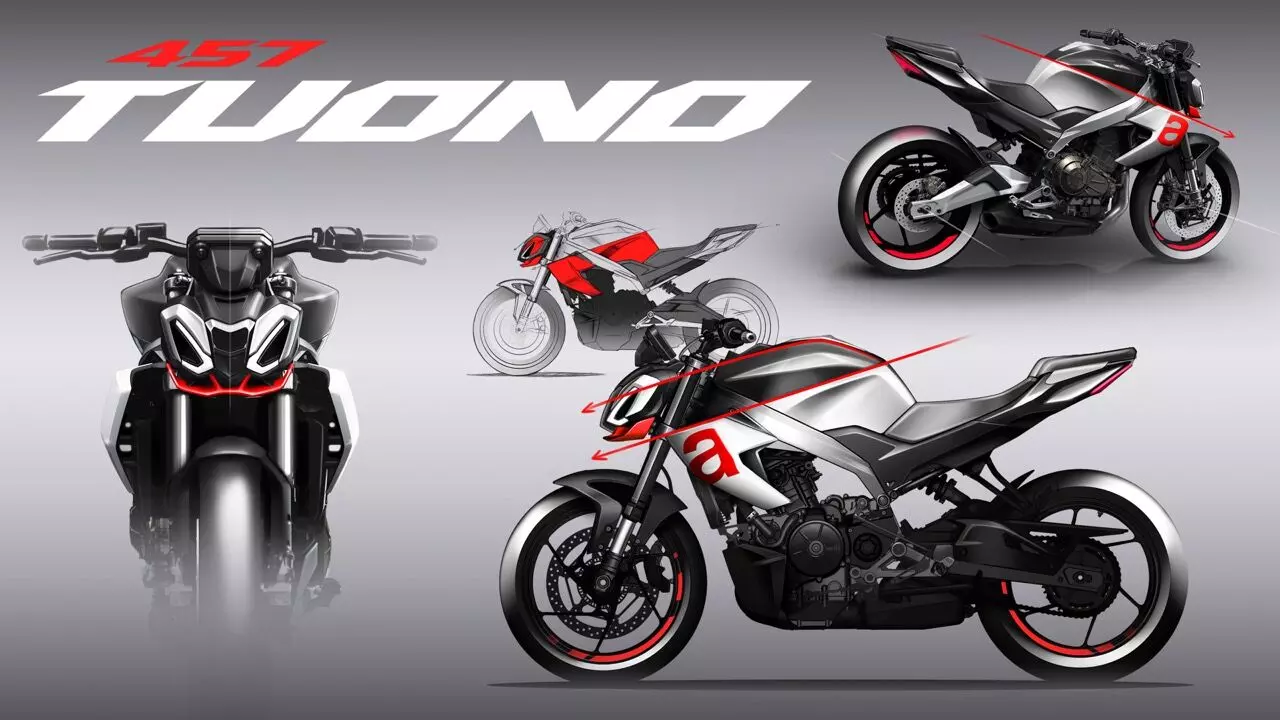 Some of the design sketches of the Aprilia Tuono 457