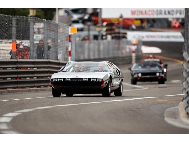 Prince Albert of Monaco drives the Lamborghini Marzal at the Monaco GP circuit