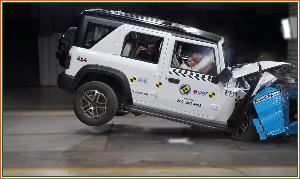 Mahindra Thar Roxx, XUV 3XO and XUV400 EV score 5 stars at Bharat NCAP crash test